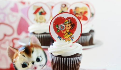 Vintage Valentine Cupcake Toppers