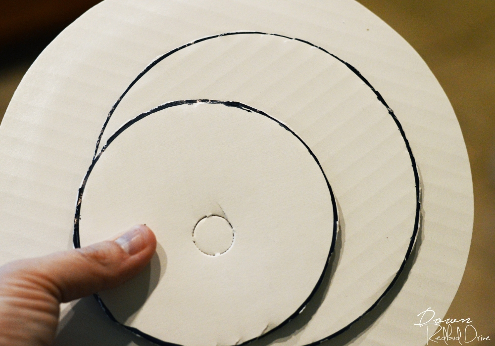 cardboard circles cut to the right size for a money cake