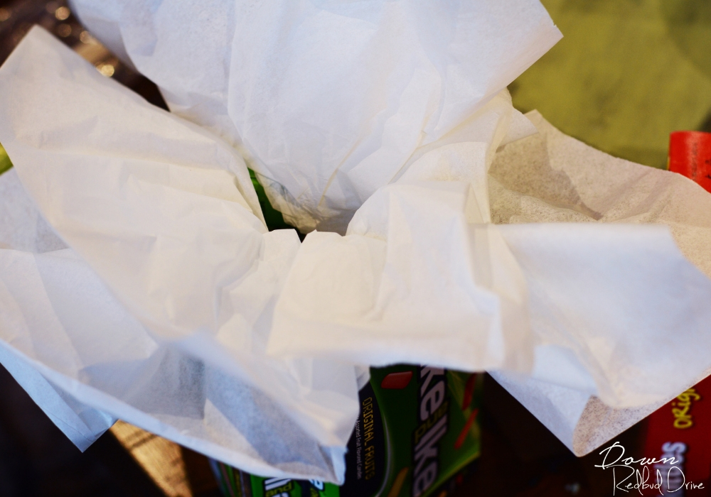 tissue paper for a candy bouquet