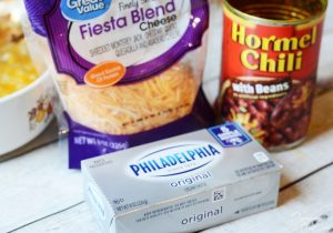 three ingredients for chili cheese dip