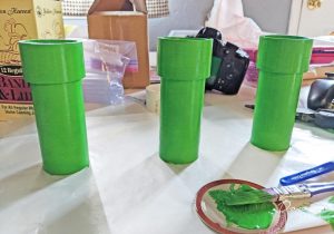 Painted warp pipes for a Super Mario Play House DIY