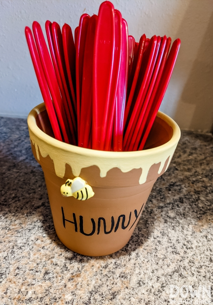 A "Hunny" pot party decoration for the Winnie The Pooh birthday party.