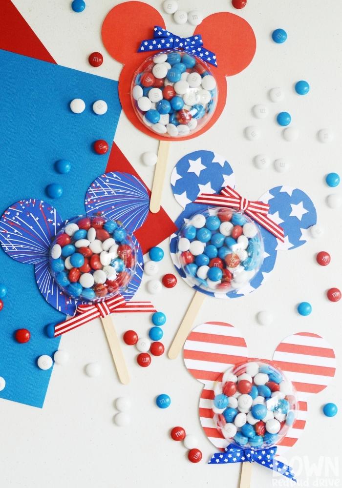 patriotic Mickey and Minnie 4th July treat pops diy