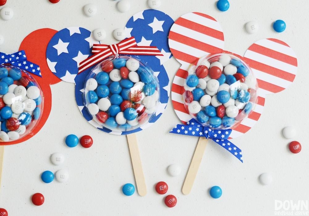 patriotic Mickey and Minnie 4th July treat pops diy