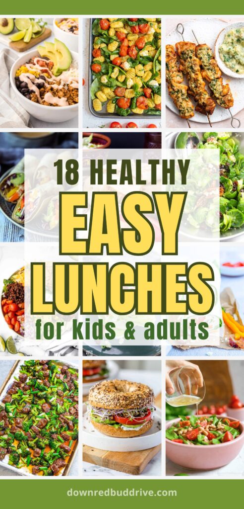 a 9 panel image with images of various recipes that are perfect for easy lunch ideas