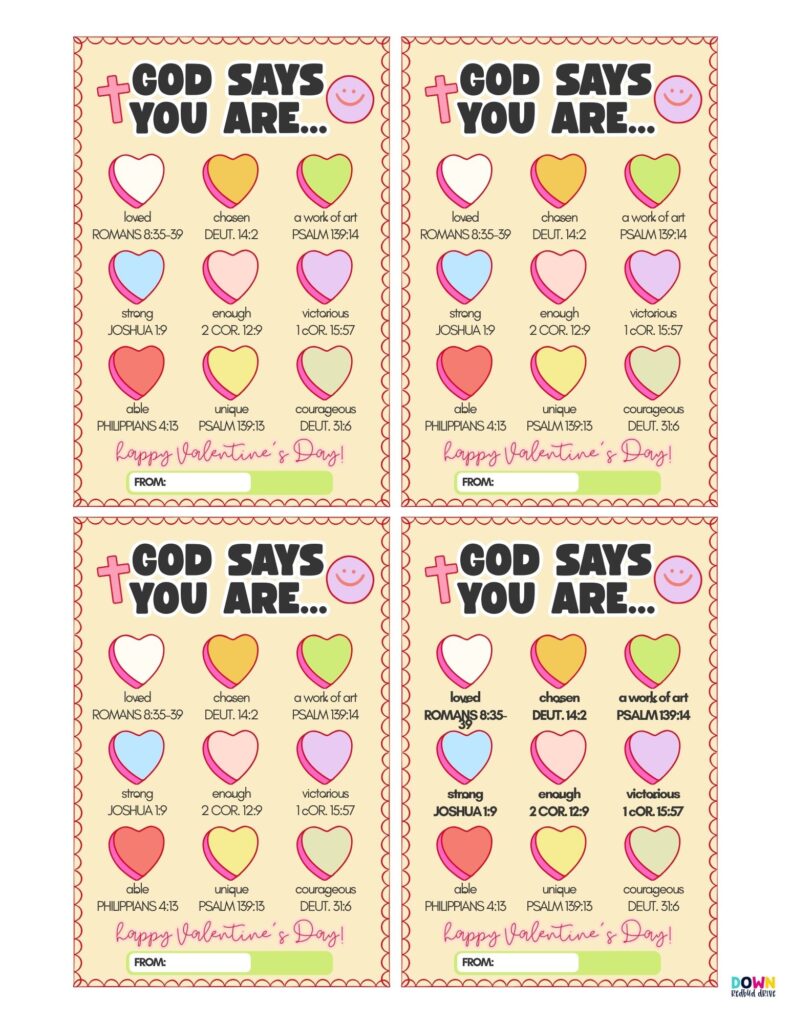 christian valentines cards god says you are