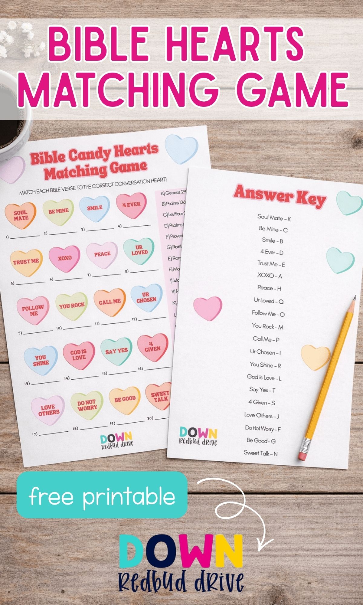 bible hearts matching game