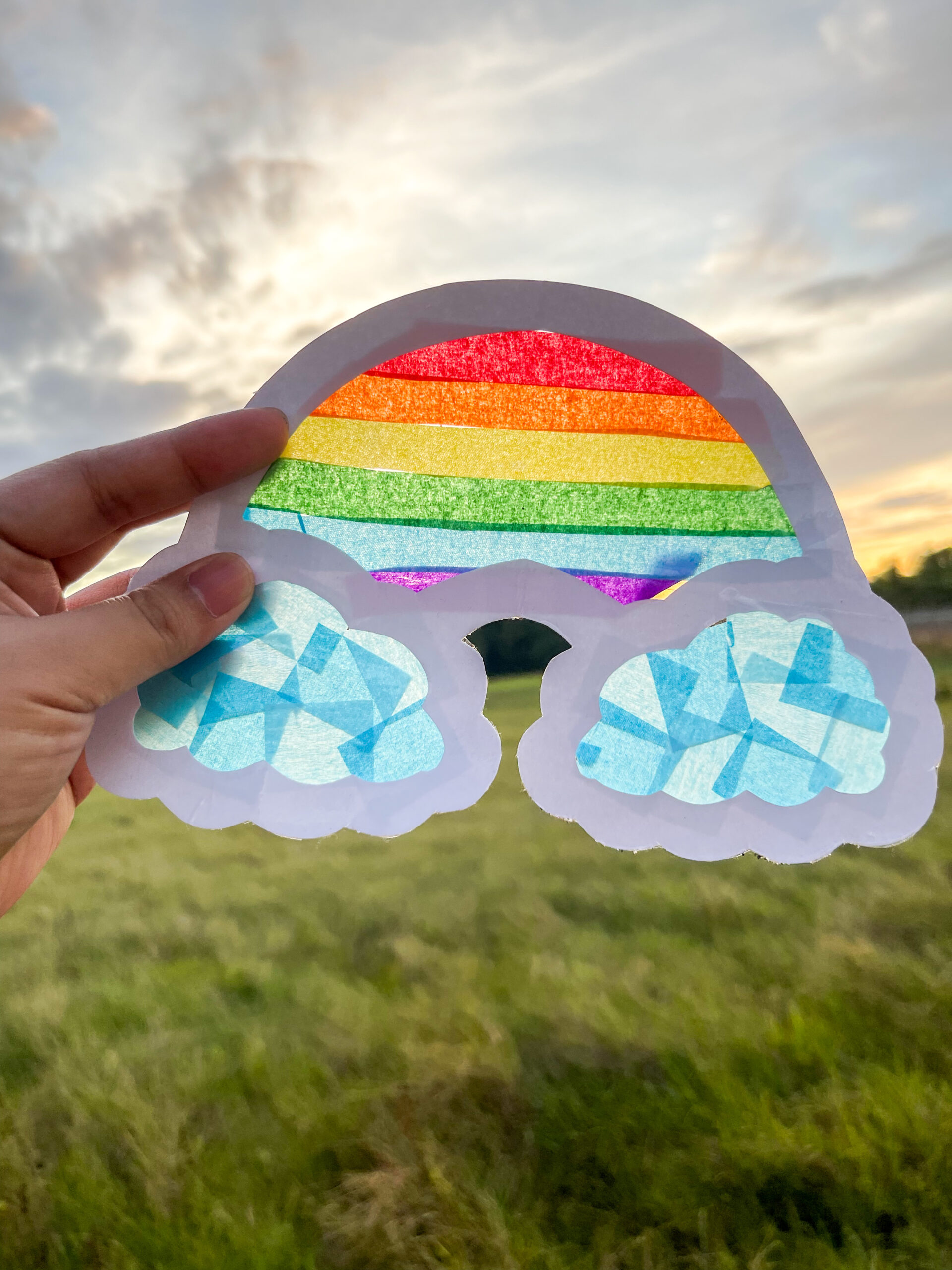 rainbow suncatcher craft for kids in spring 