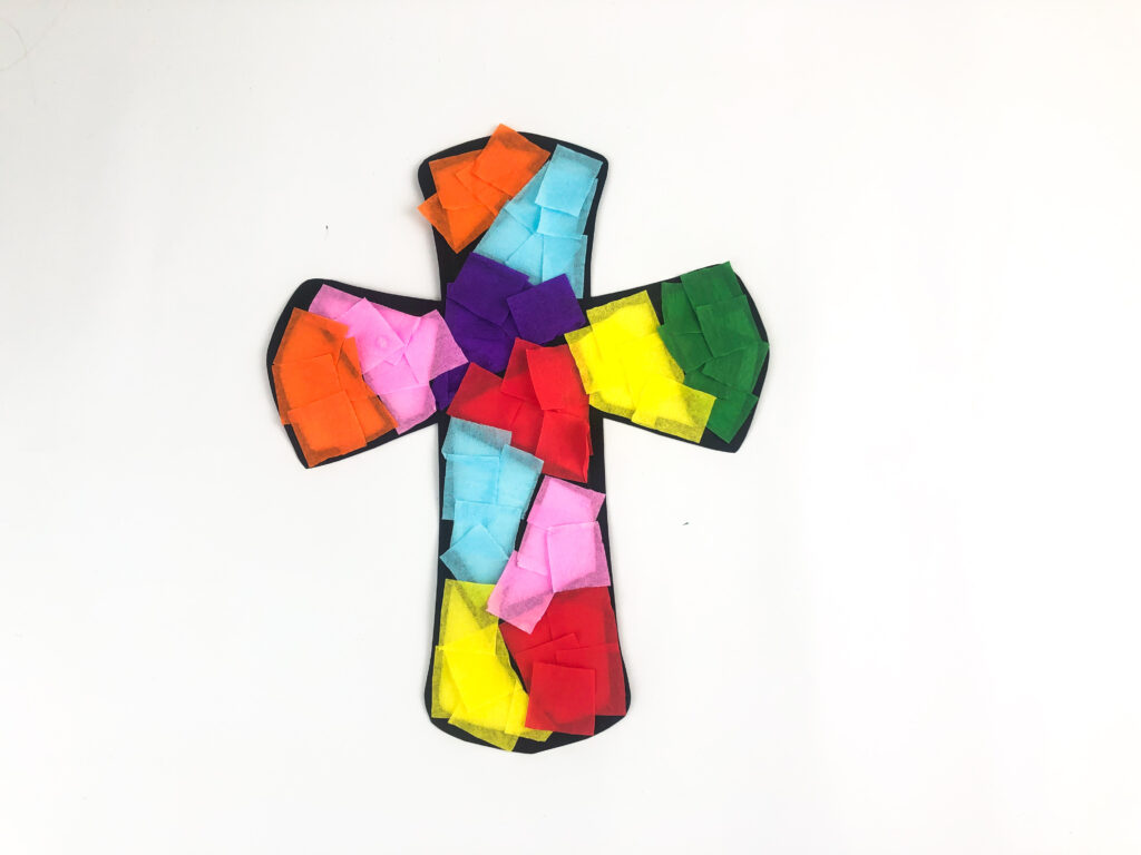 step by step easter cross stained glass window suncatcher template