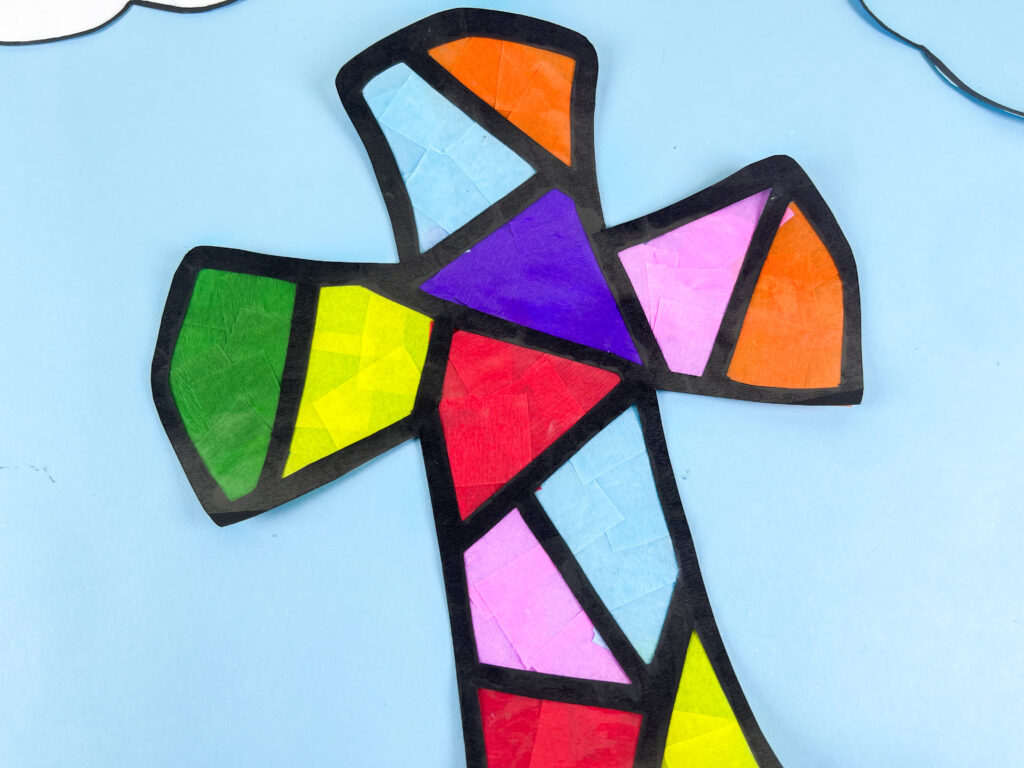 easter cross stained glass window suncatcher template craft for kids