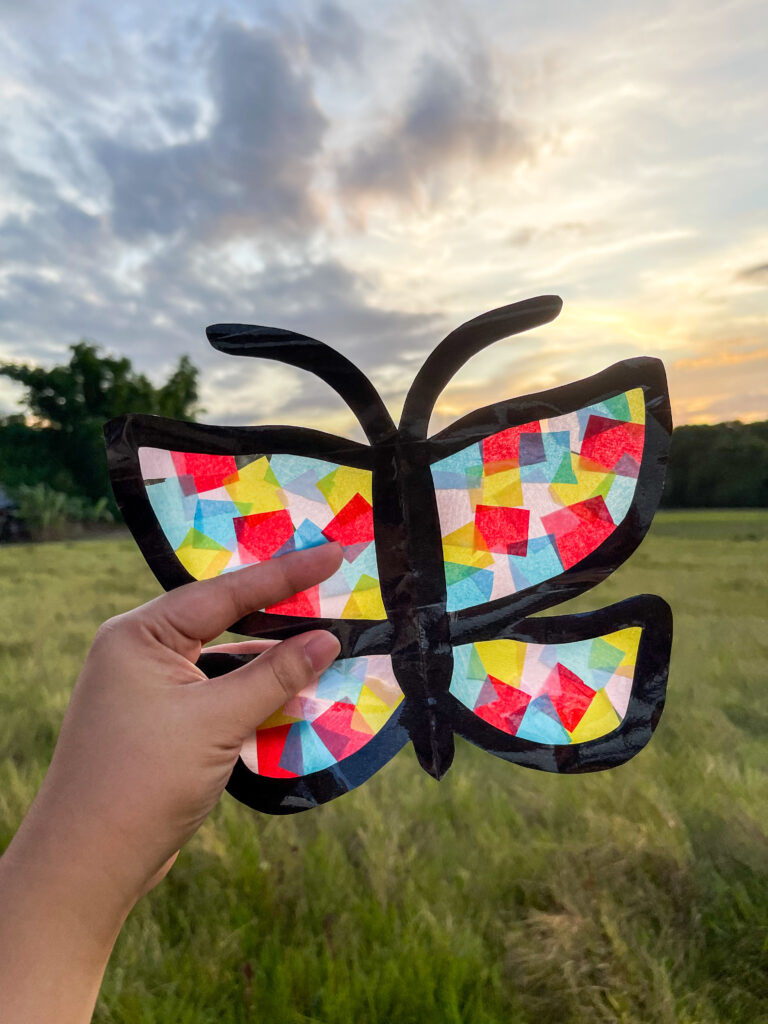 butterfly suncatcher outdoors in sunlight 