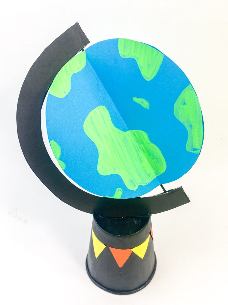 3d paper globe craft with a paper cup base 