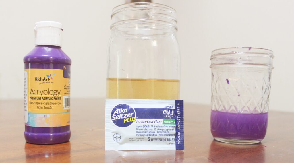 materials and supplies for diy lava lamp activity 