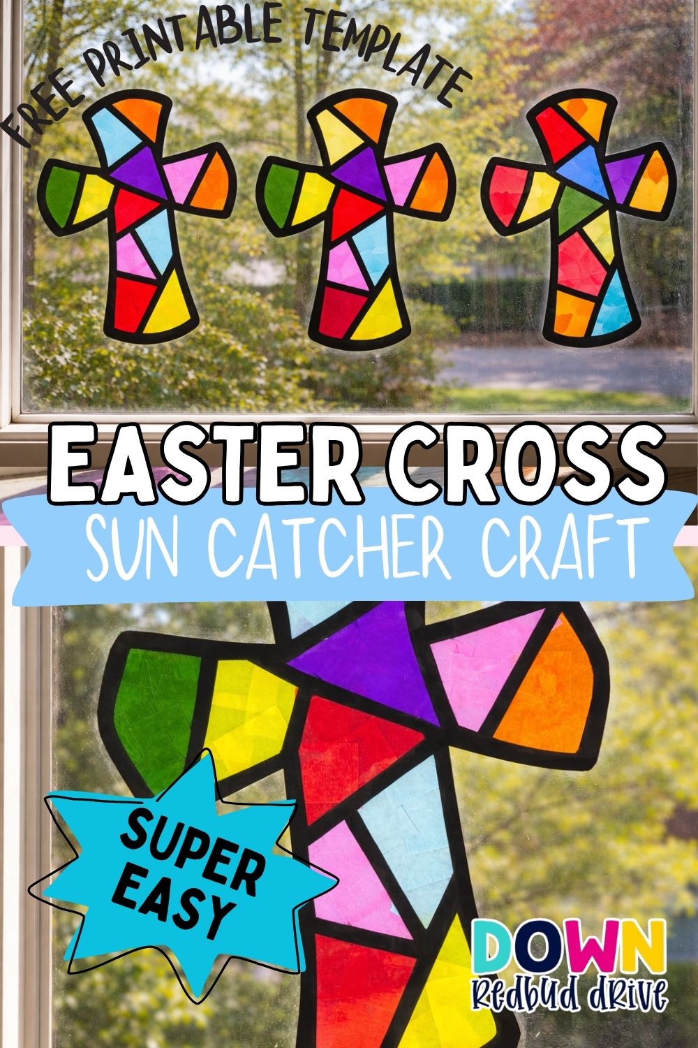 easter cross stained glass window suncatcher template