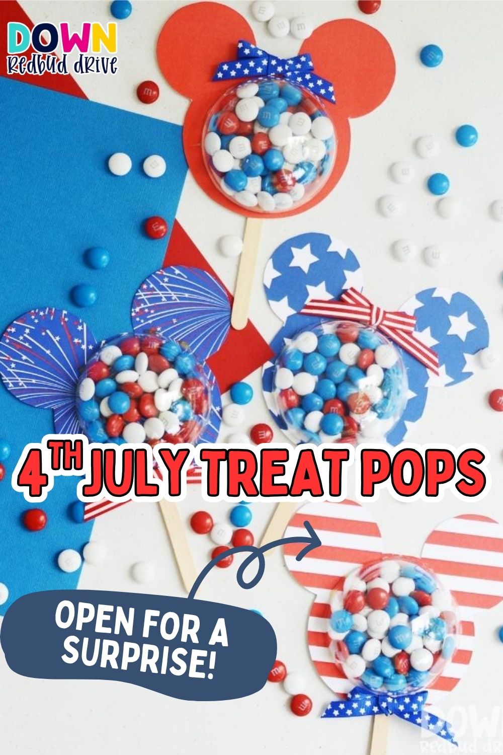 patriotic Mickey and Minnie 4th July treat pops diy