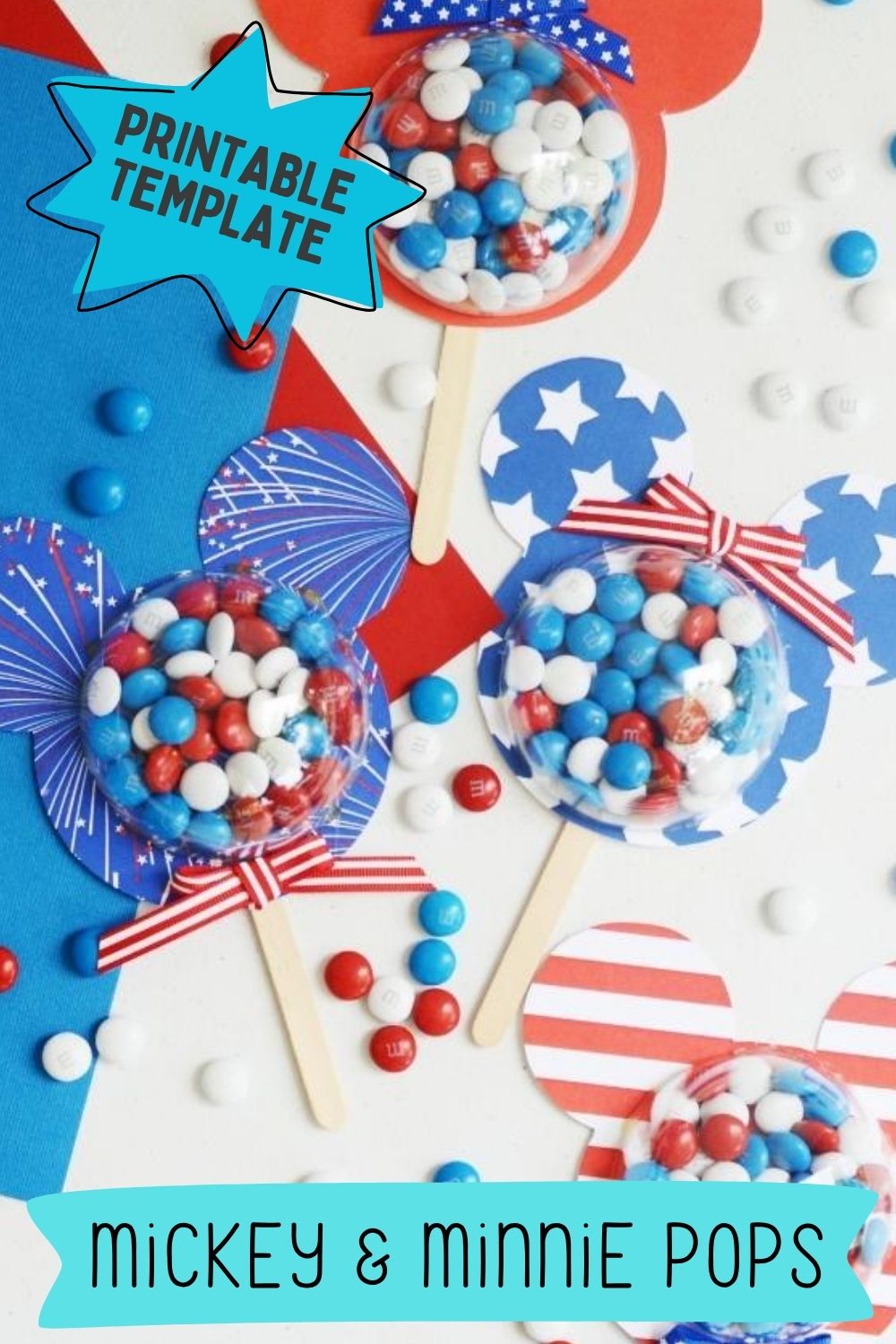 patriotic Mickey and Minnie 4th July treat pops diy