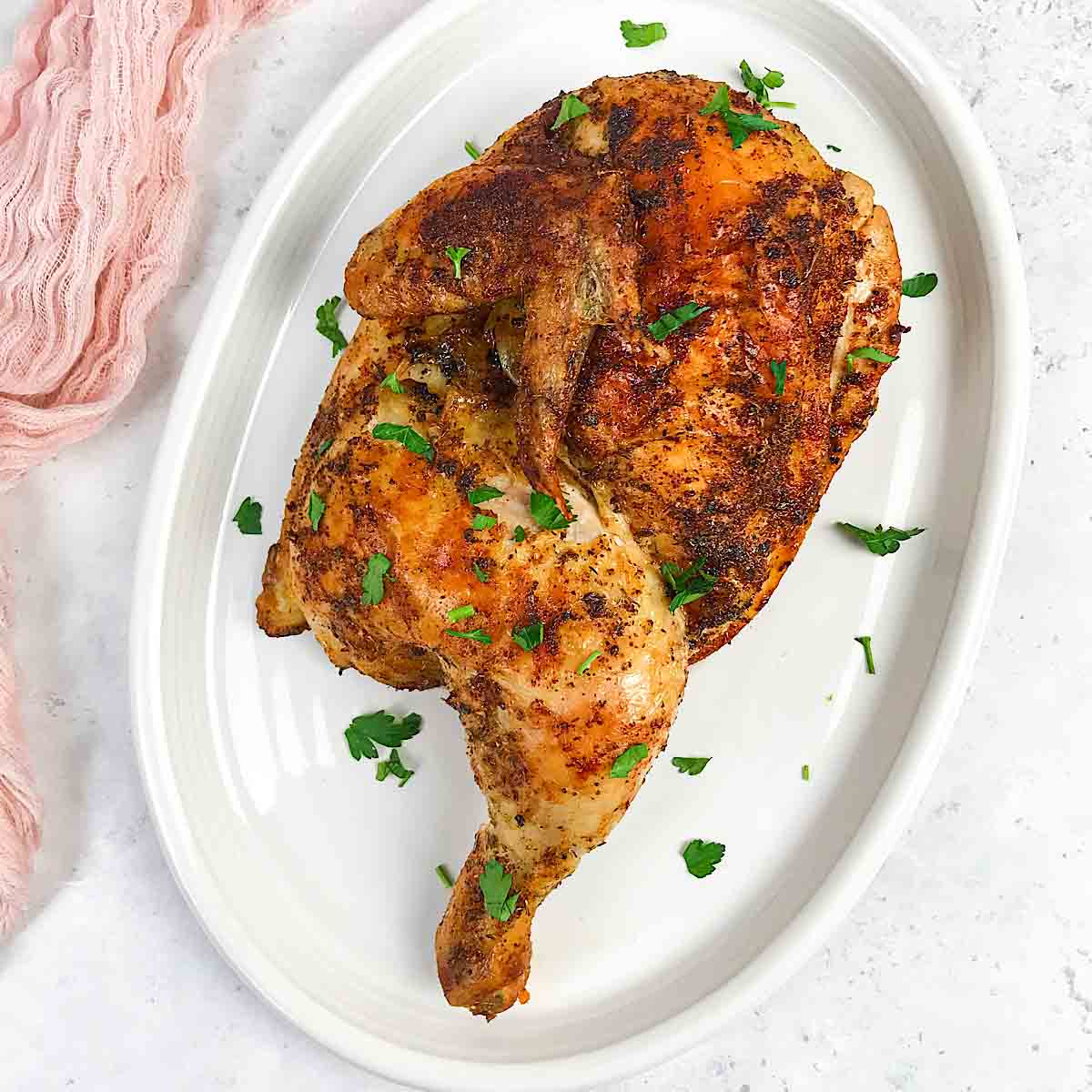Image for Air fryer half chicken recipe.