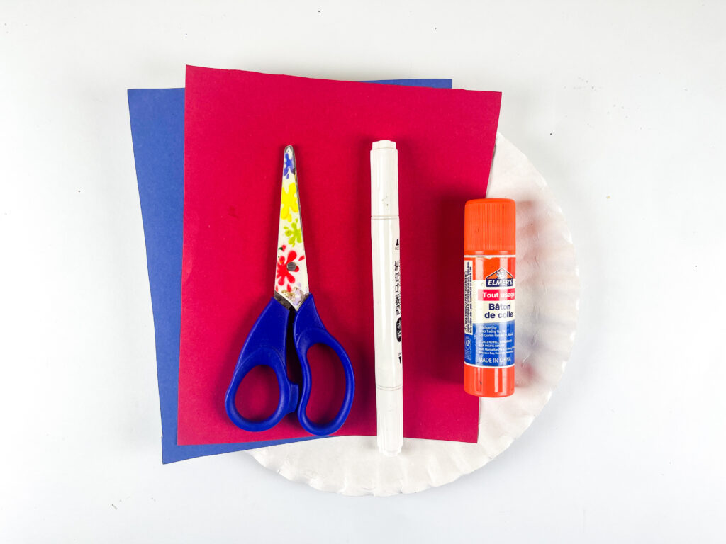 materials for preschool american flag craft paper plate and ripped paper
