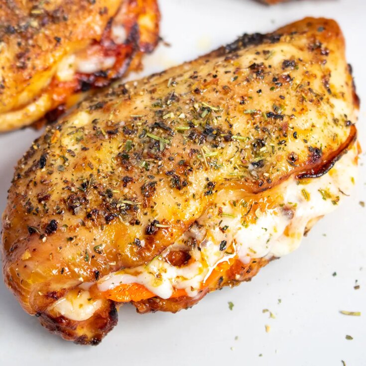 Image for Easy Air Fryer Pizza Stuffed Chicken Breasts + Video