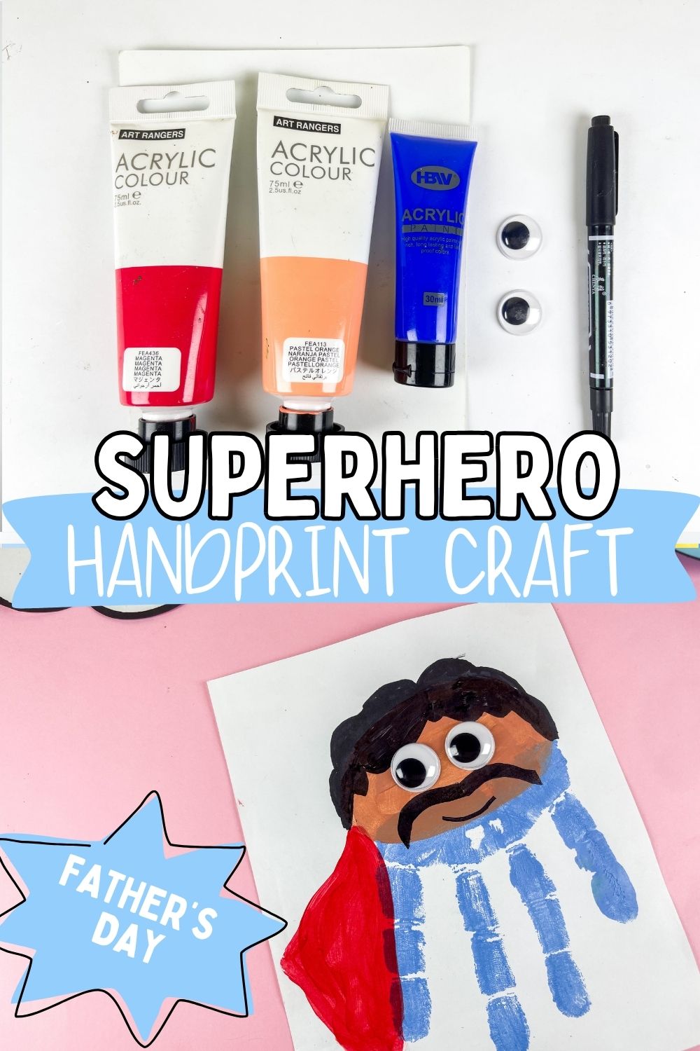 Father's Day handprint superhero craft