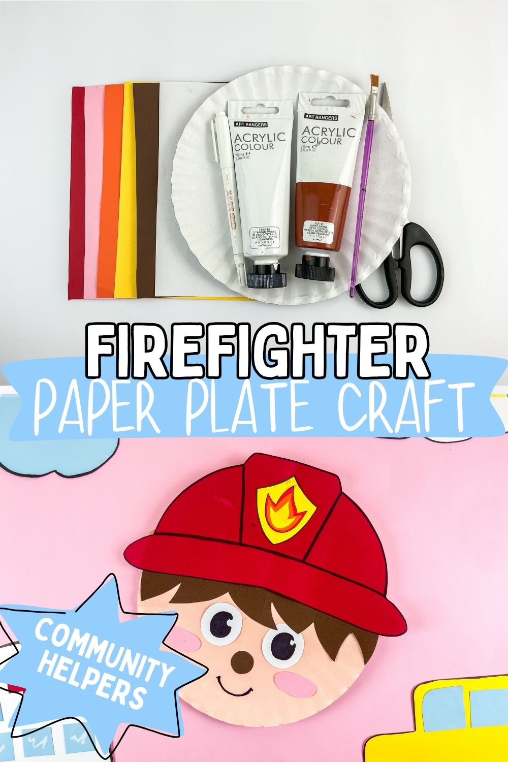 paper plate fire fighter craft for kids 