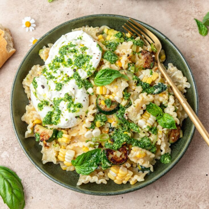 Image for Creamy Summer Pasta with Fresh Corn, Zucchini, & Burrata