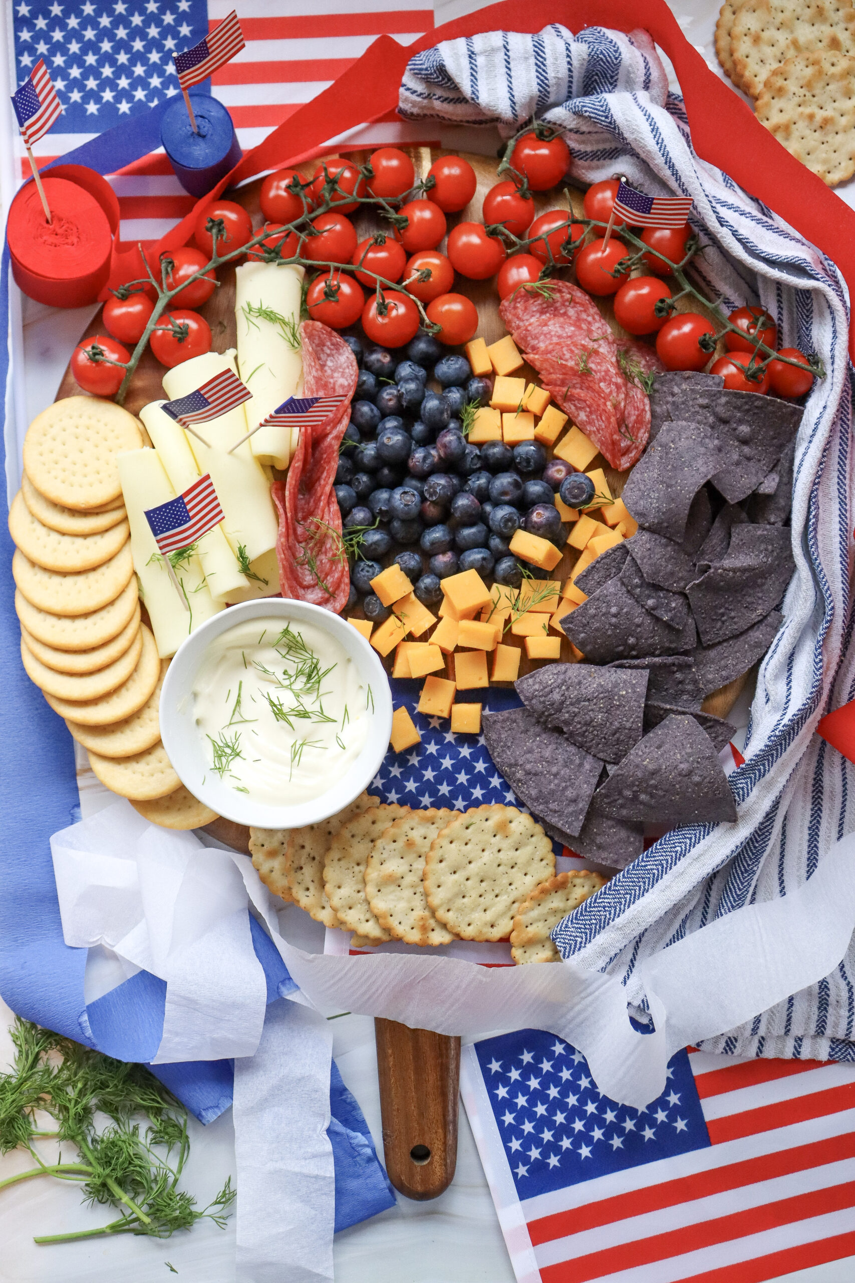 4th of July charcuterie board patriotic appetizer