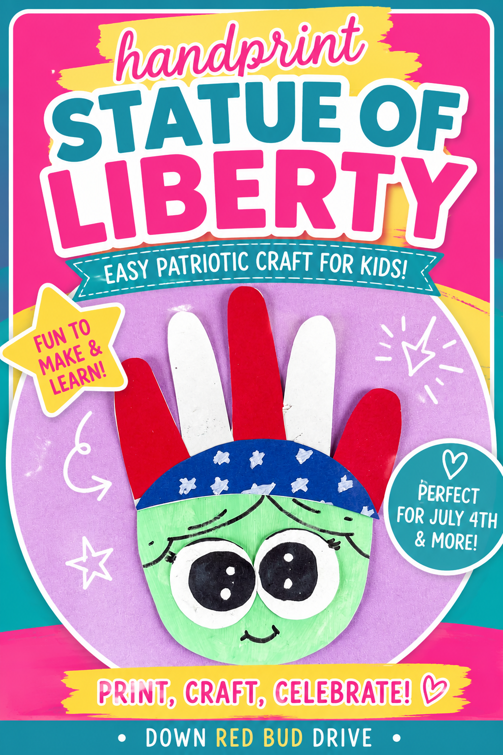 step by step handprint Statue of Liberty craft
