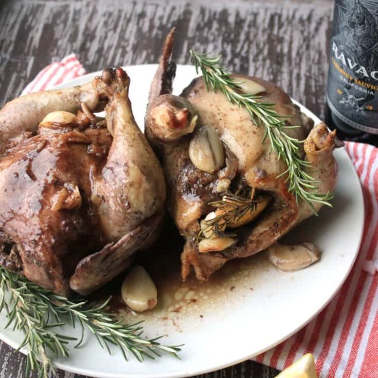 Image for Easy Rosemary Cornish Hens in Red Wine Reduction Sauce