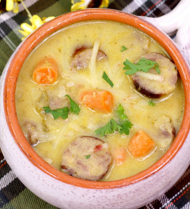 Image for Cheddar Bratwurst Soup with Ale