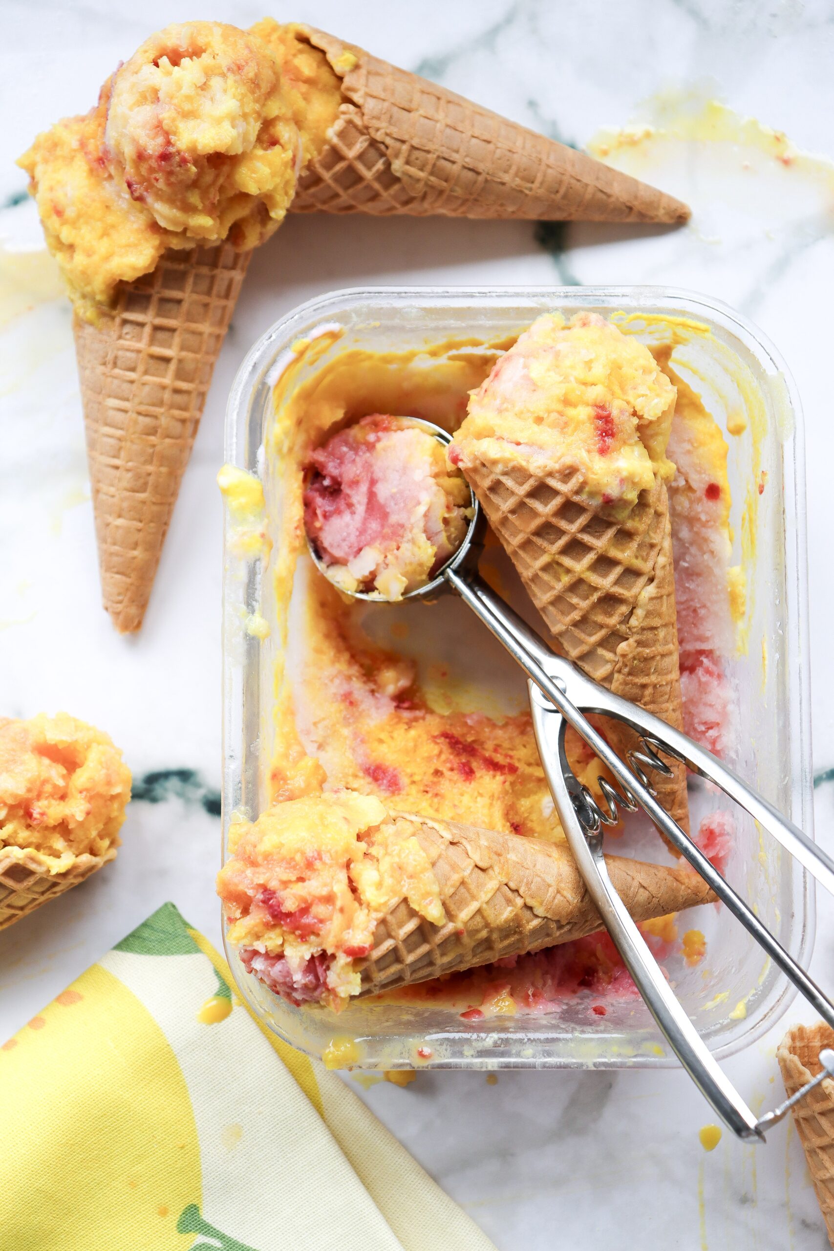 homemade rainbow sherbet ice cream