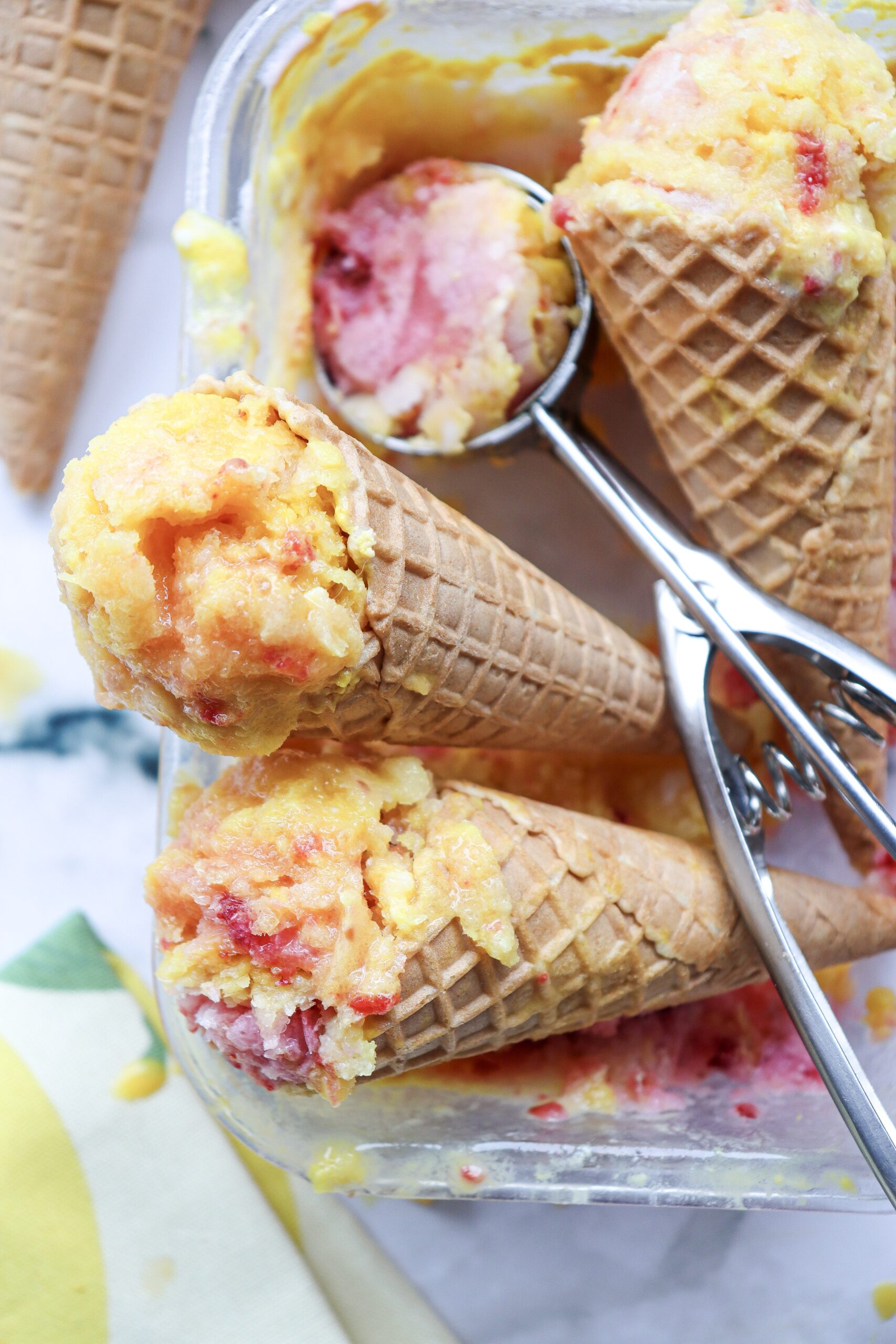 homemade rainbow sherbet ice cream
