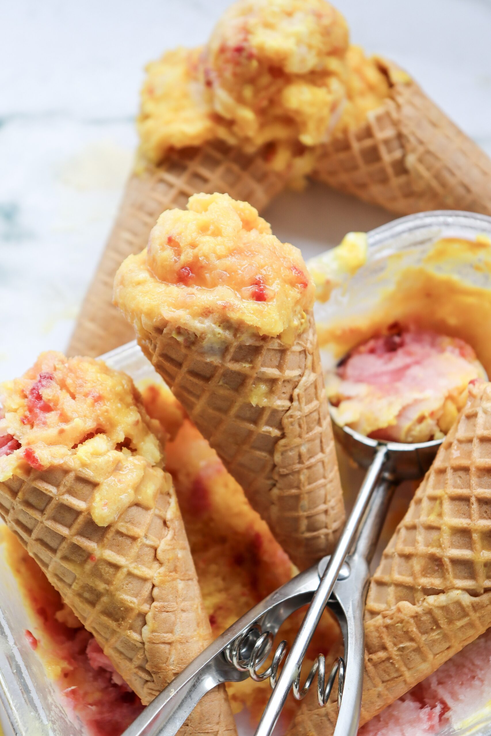 homemade rainbow sherbet ice cream