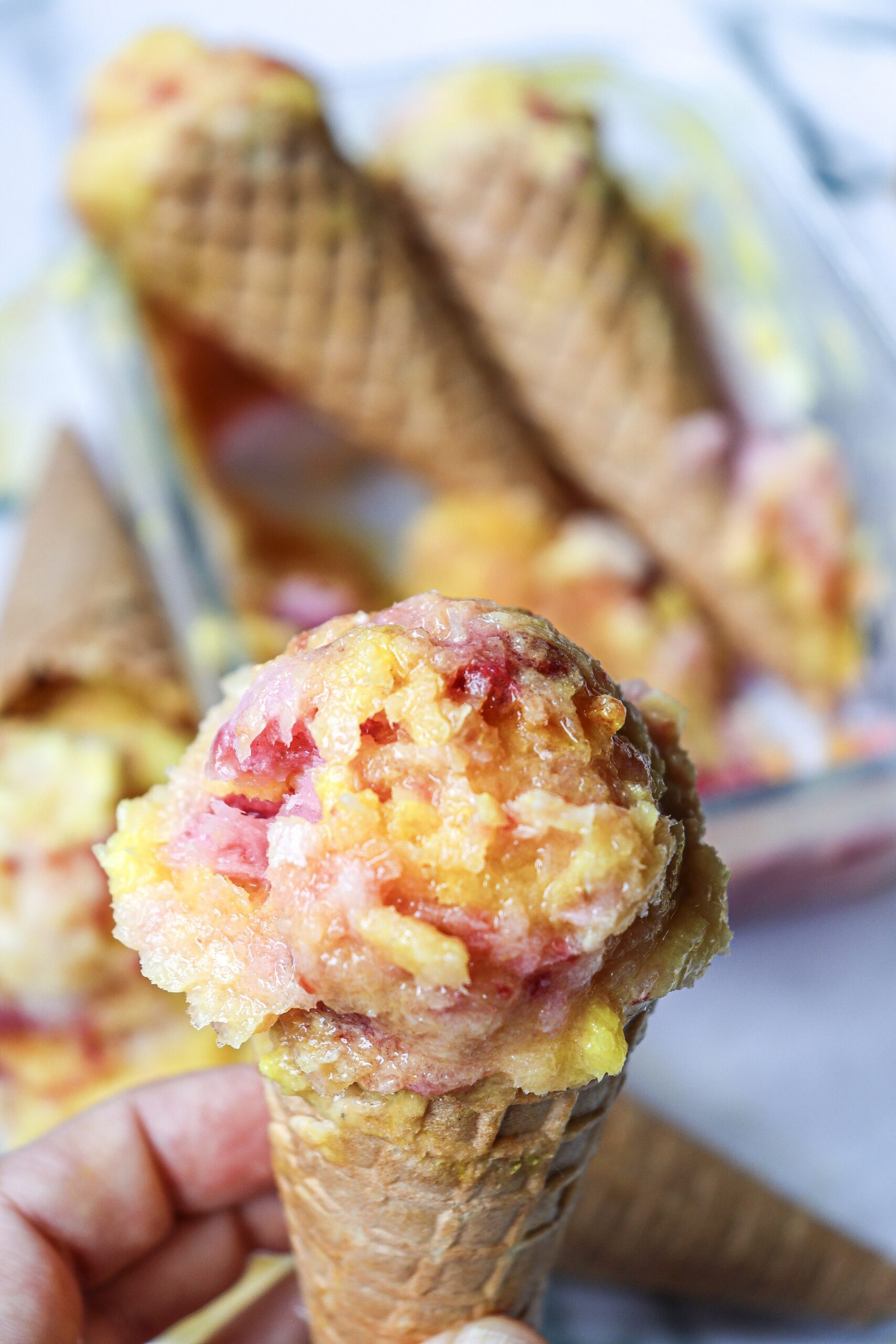homemade rainbow sherbet ice cream