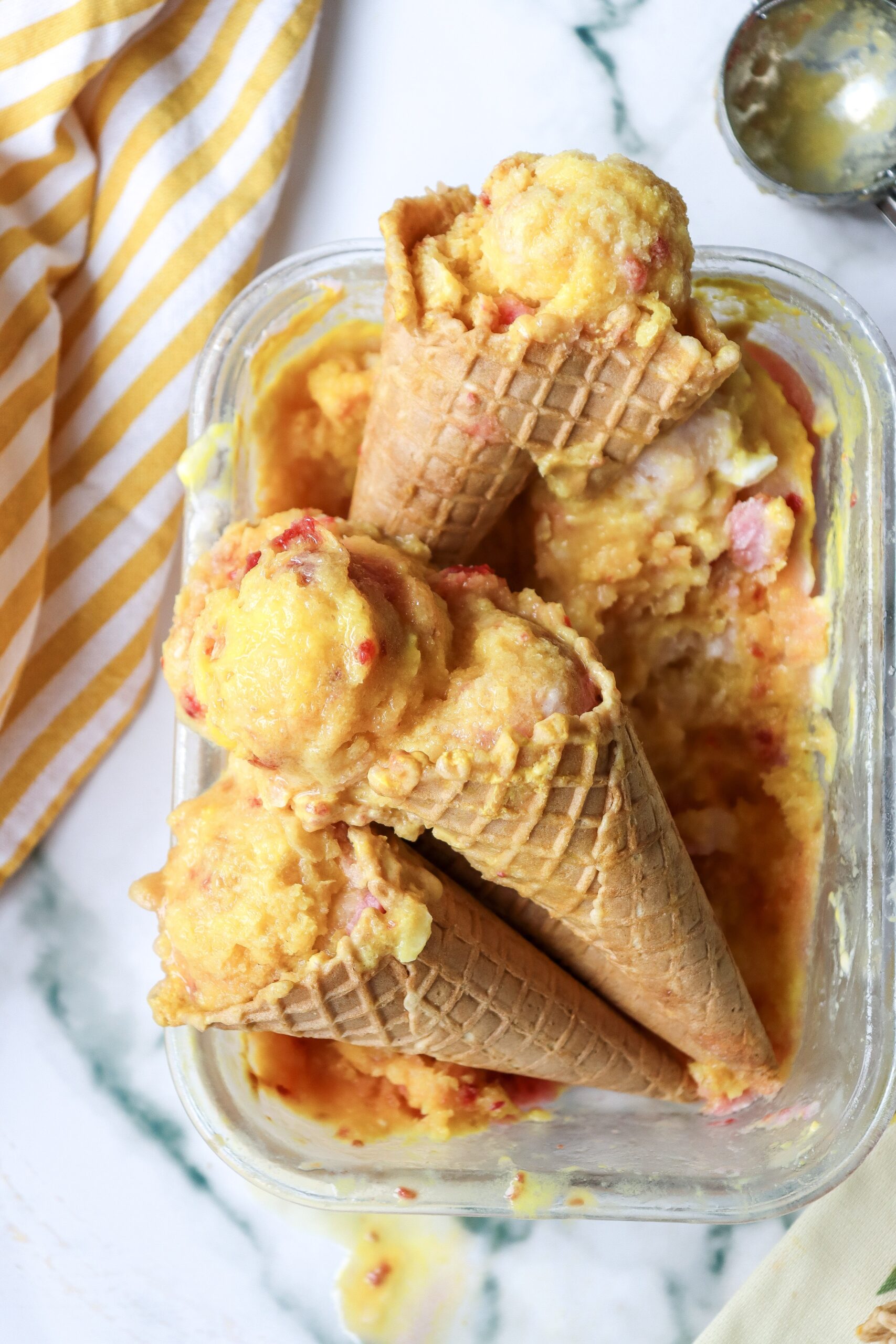 homemade rainbow sherbet ice cream