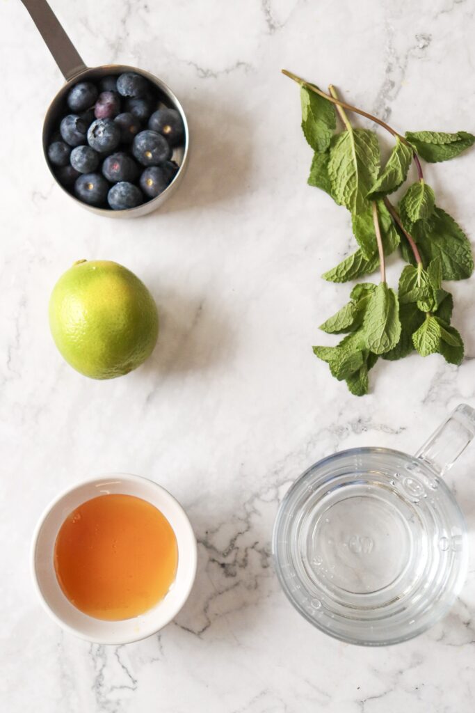 blueberry mojito mocktail recipe ingredients