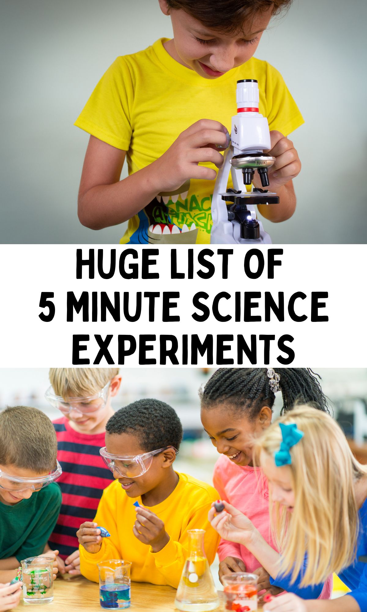huge list of 5 minute science experiments