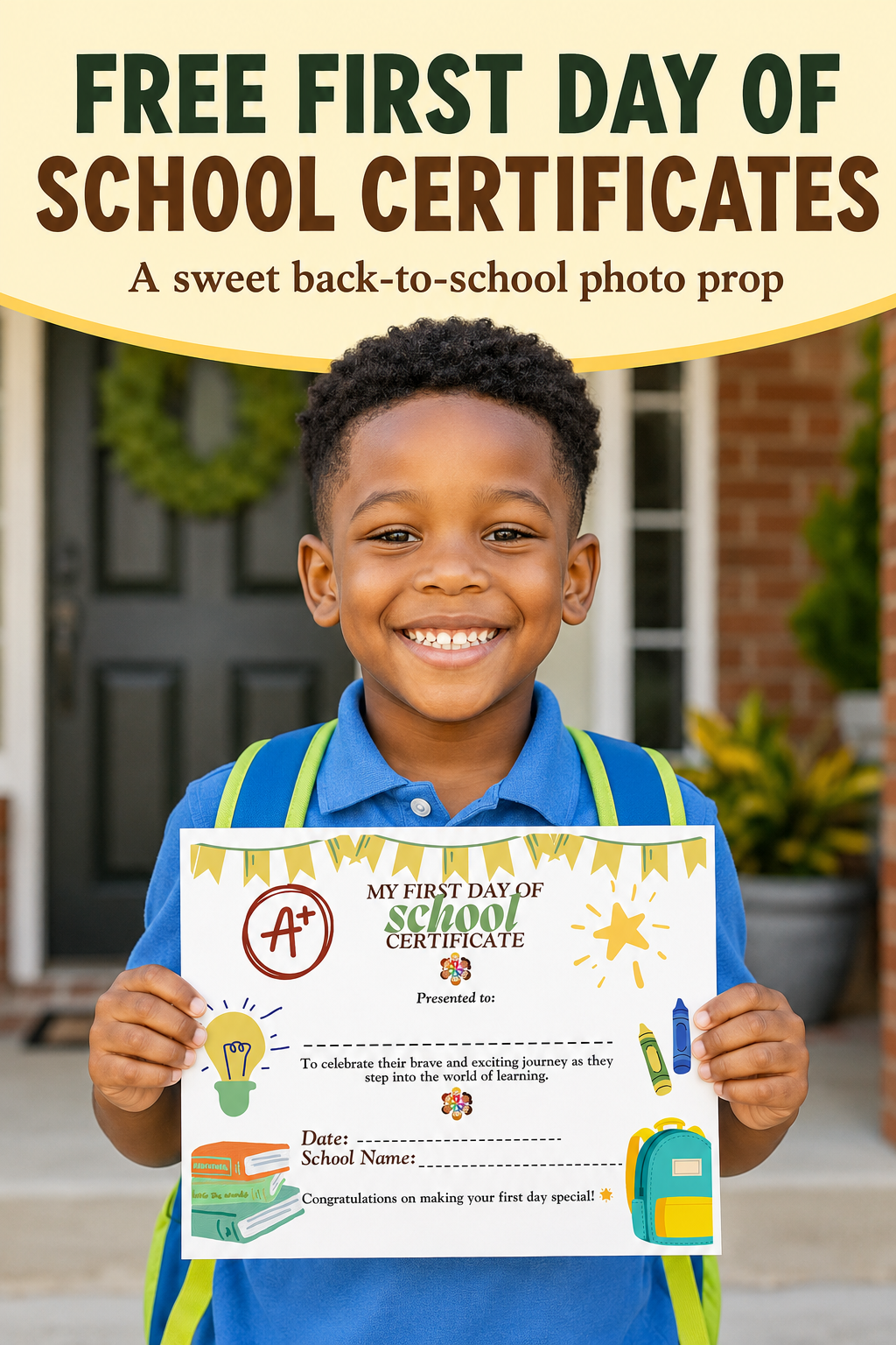 first day of school printable certificates