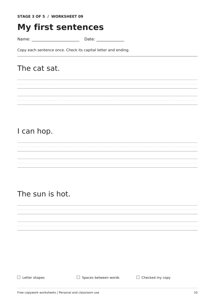 beginner copywork 