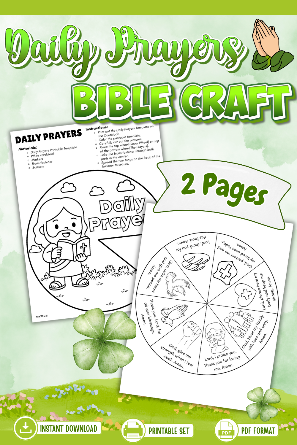 printable daily prayers bible craft for kids
