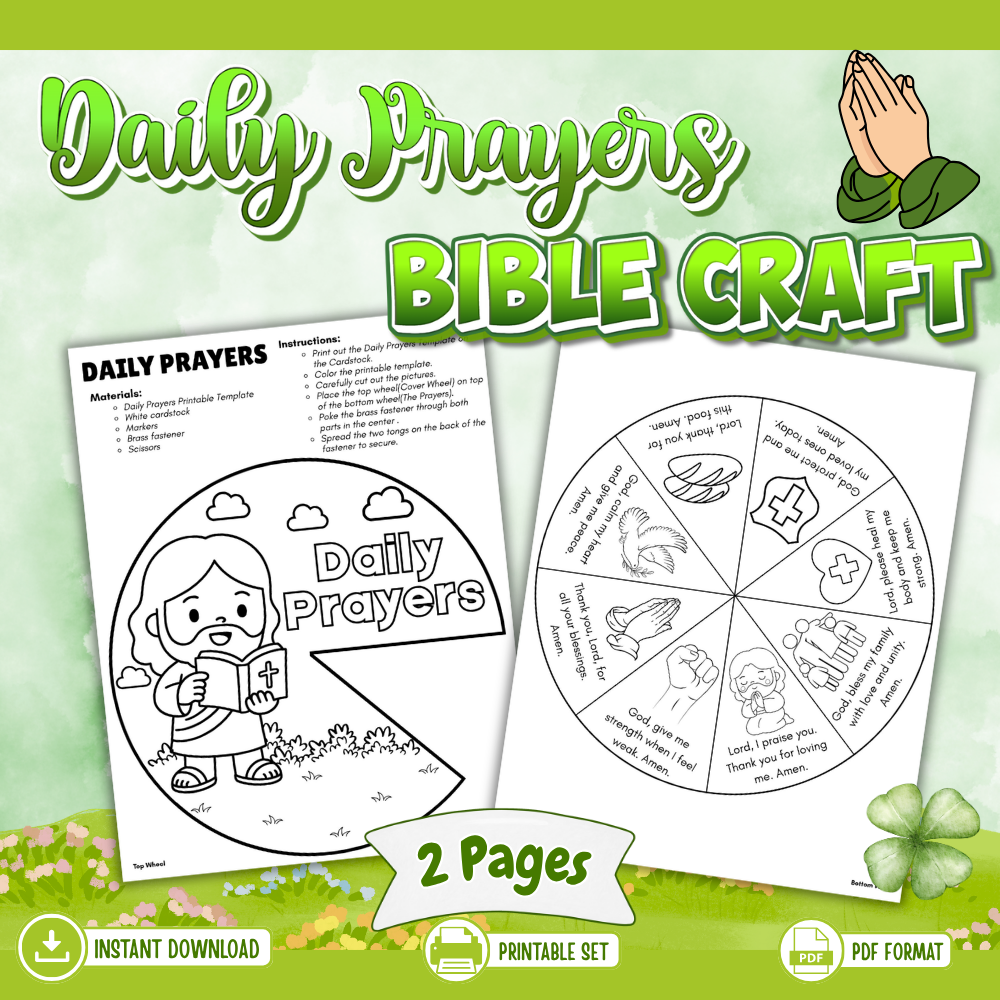 printable daily prayers bible craft for kids
