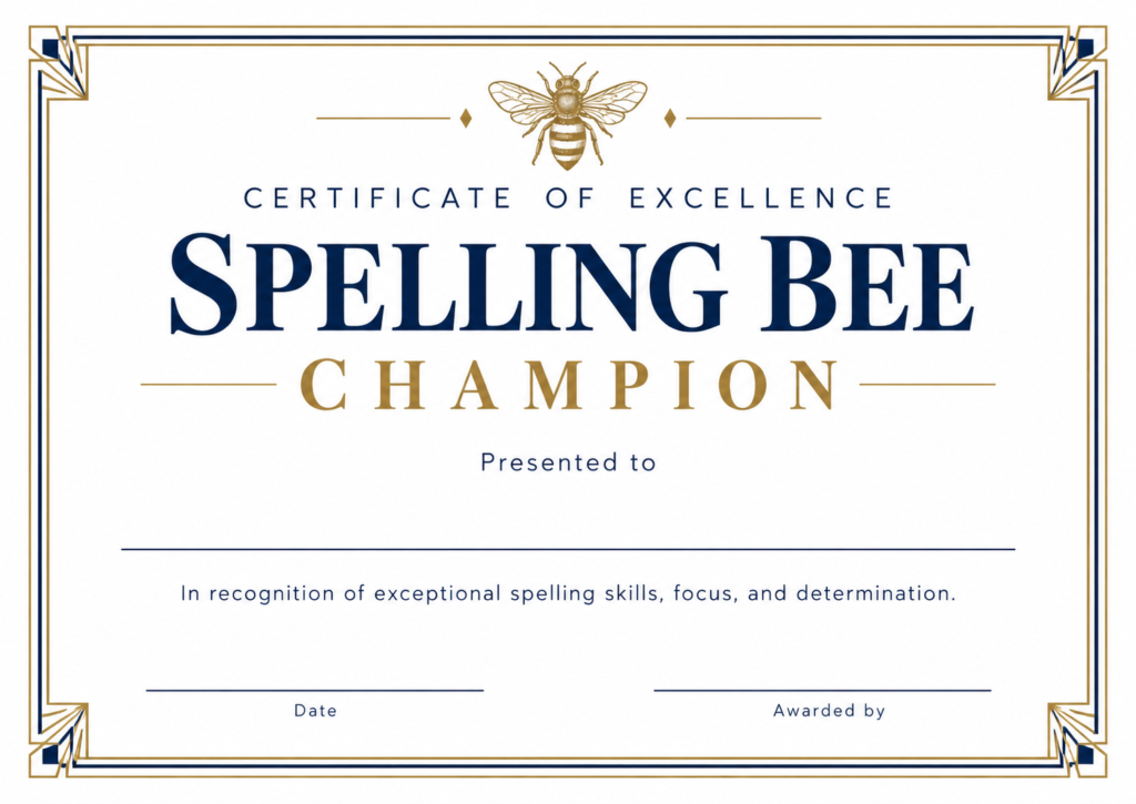 official spelling bee printable certificates 