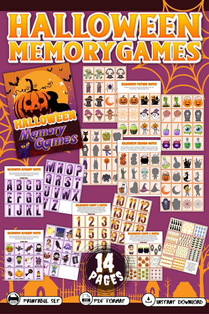 halloween memory match printables 
