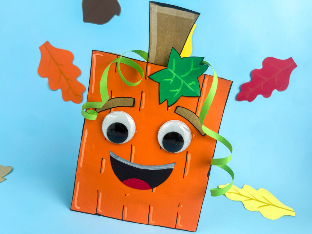 finished  paper bag pumpkin craft