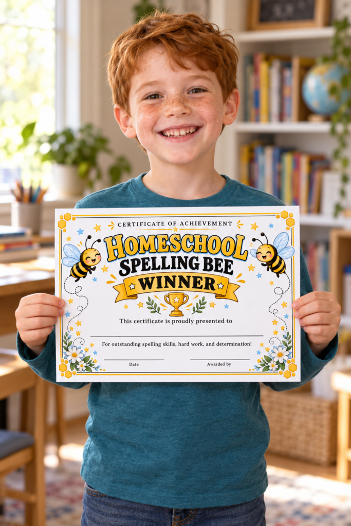 homeschool spelling bee printable certificates 