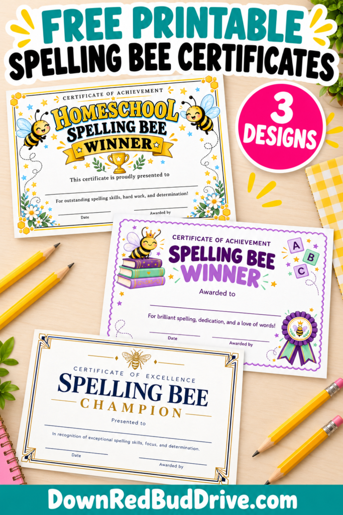 spelling bee printable certificates 